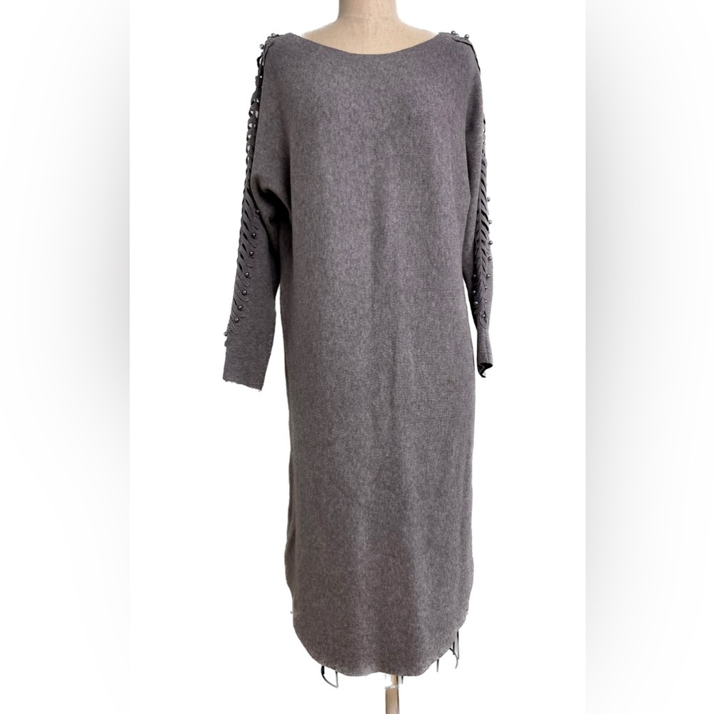 Siren Lily Maxi Dress textured knit with beads Sz M Pearl detail soft Lace